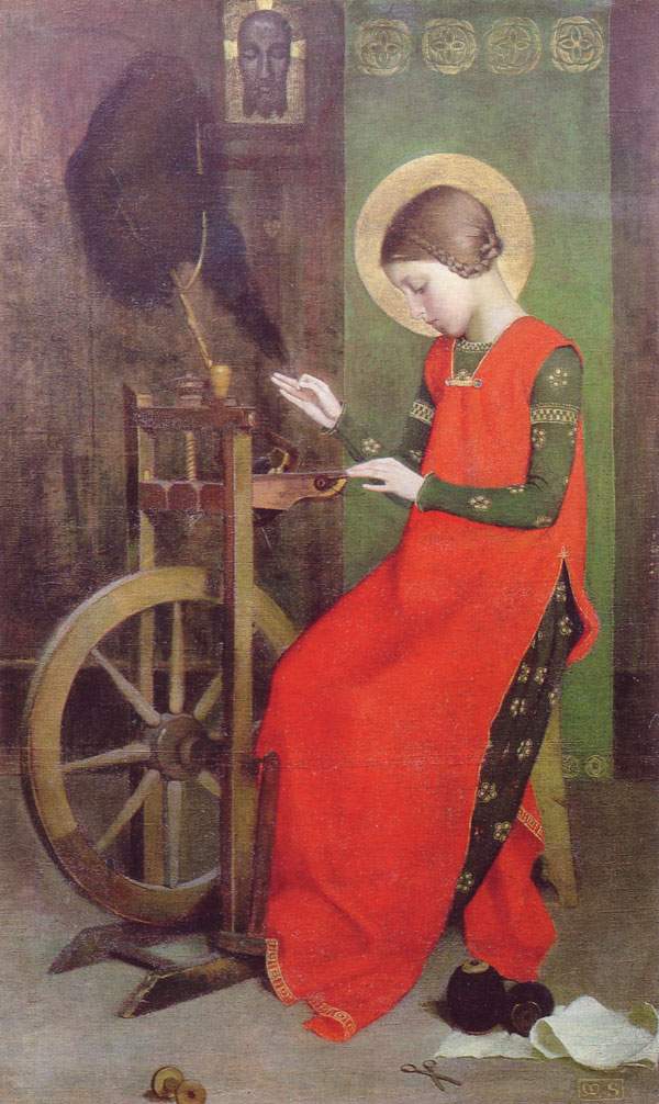 Marianne Stokes, St Elizabeth of Hungary Spinning for the Poor (1895)