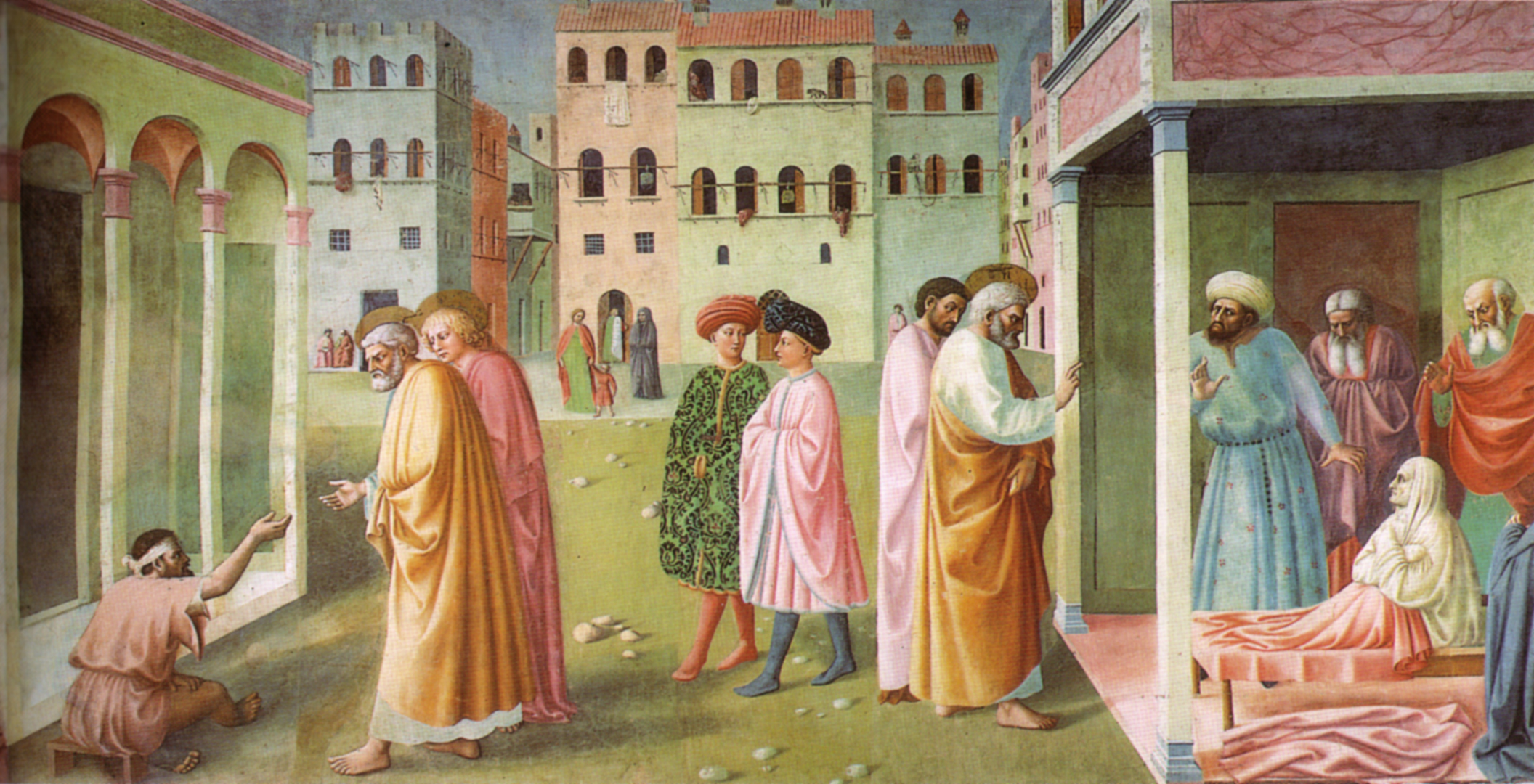 Masolino, Healing of the Cripple and Raising of Tabitha (c. 1424–1425)