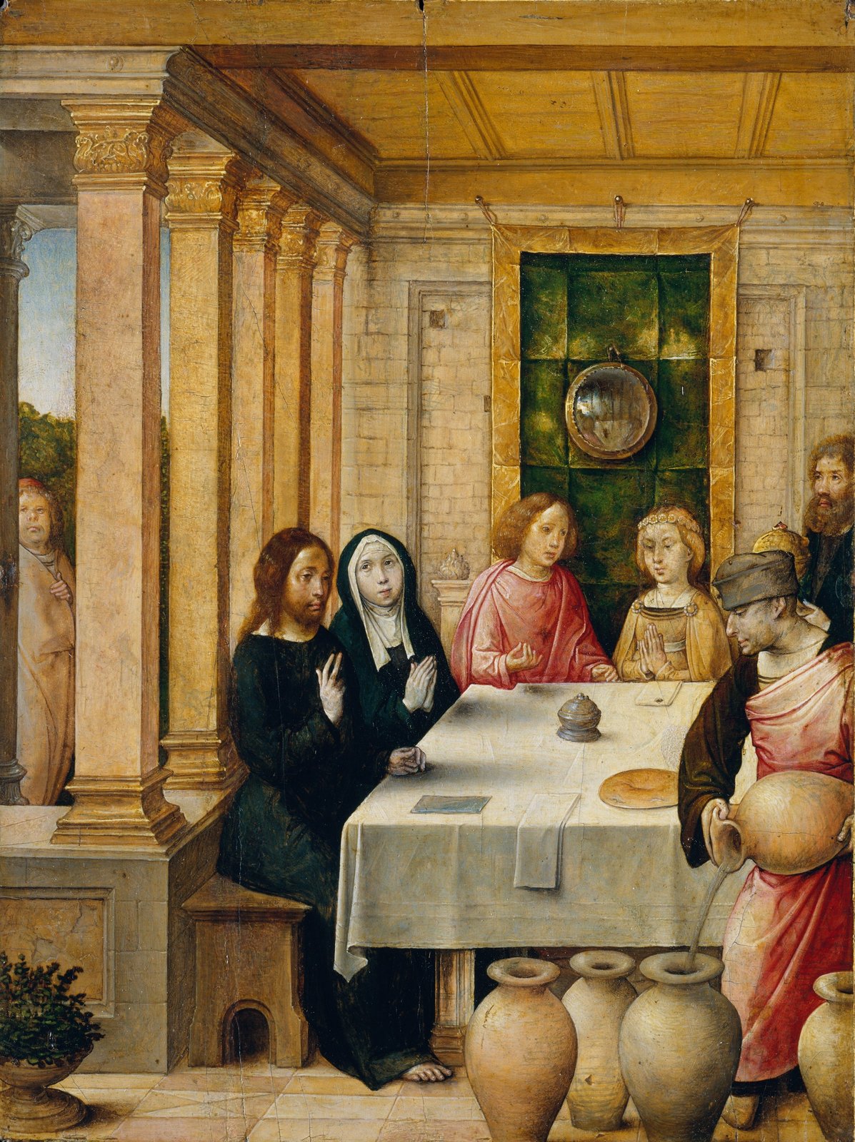 The Marriage Feast at Cana by Juan de Flandes, with Jesus and Mary seated beside the wedding feast