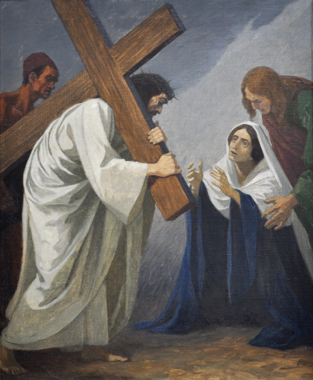 Jesus Meets His Mother by Gebhard Fugel, with Mary reaching toward Jesus as he carries the cross