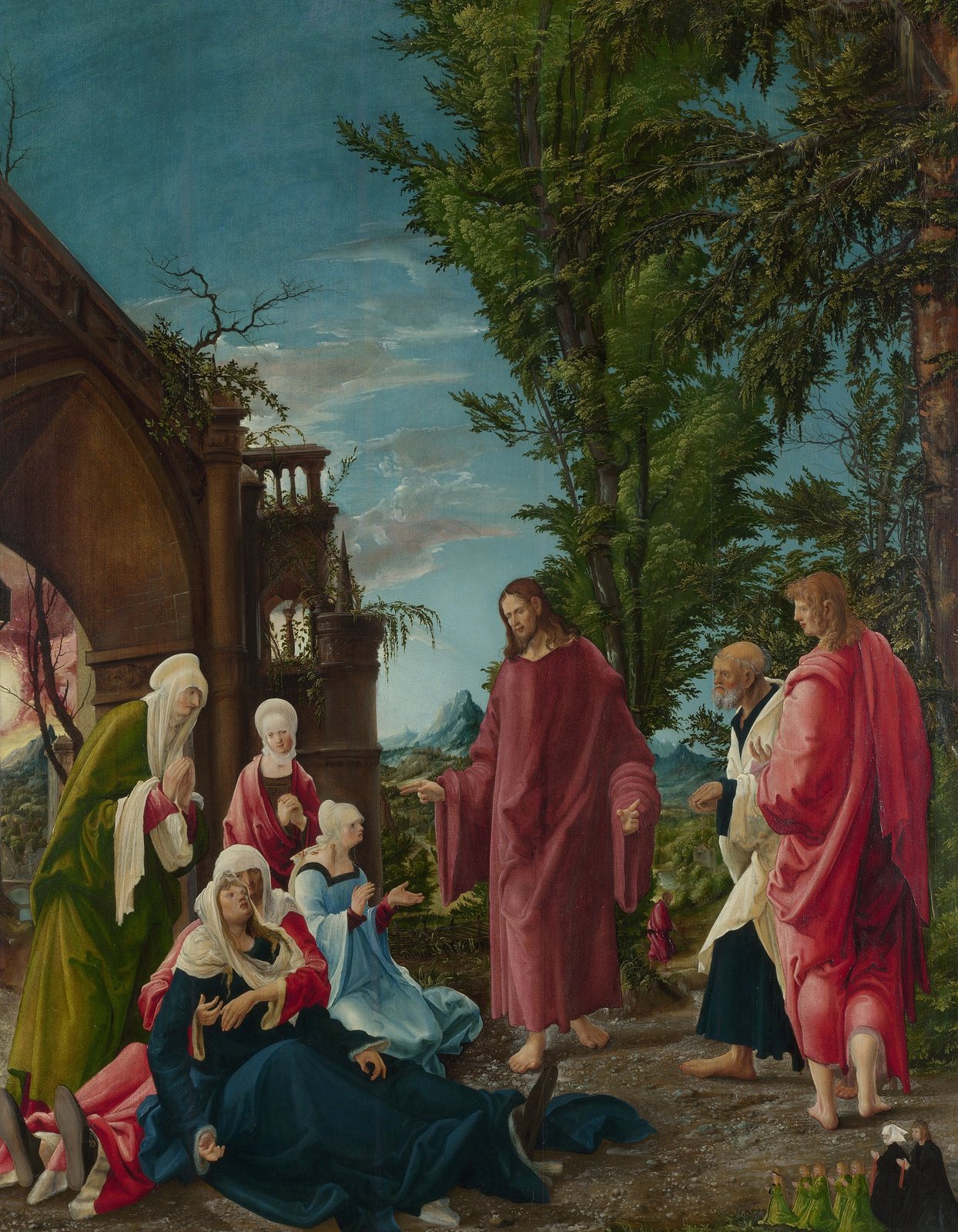 Christ taking Leave of his Mother by Albrecht Altdorfer, with Mary collapsing as Christ blesses her